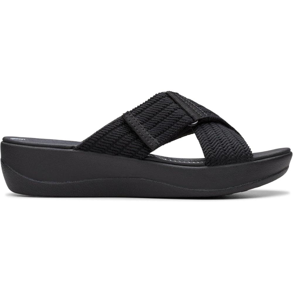 imageClarks womens Arla WaveSlide SandalBlackWhite