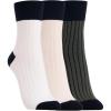 imageClarks Womens Ribbed Short Crew Socks 3 Pair OliveIvoryWhite Womens 410 Shoe