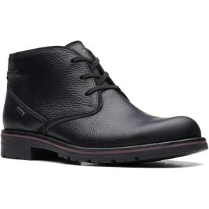 Clarks Men’s Morris Peak Waterproof Chukka Boot(Black Tumbled Leather)