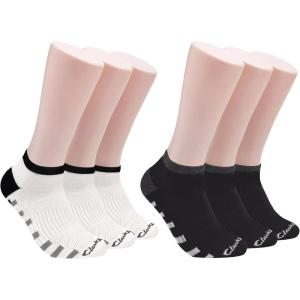 Clarks Men’s Sport Half Cushion Low Cut Socks 6 Pair, White/Black, Men’s 7-12 Shoe