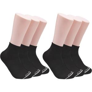 Clarks Men’s Sport Half Cushion Quarter Crew Socks 6 Pair, Black/Noir, Men’s 7-12 Shoe