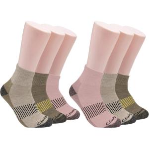 Clarks Women’s Casual Half Cushion Anklet Socks, 6 Pair, Lt. Khaki/Pink/Dk. Khaki, Women’s 4-10 Shoe