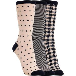 Clarks Women’s Checkered Crew Socks 3 Pair, Khaki, Women’s 4-10 Shoe