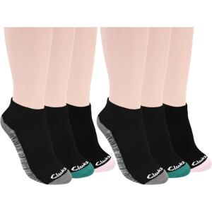 Clarks Women’s Half Cushion Low Cut Socks 6 Pair, Black, Women’s 4-10 Shoe