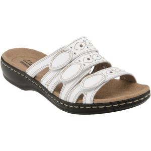 Clarks Women’s Leisa Cacti Q Slide Sandal(White Leather)