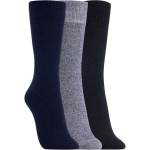 Clarks Women’s Solid Marled Wide Top Crew Socks 3 Pair, Navy/Lt Grey/Black, Women’s 4-10 Shoe