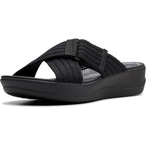 Clarks womens Arla WaveSlide Sandal(Black Textile)