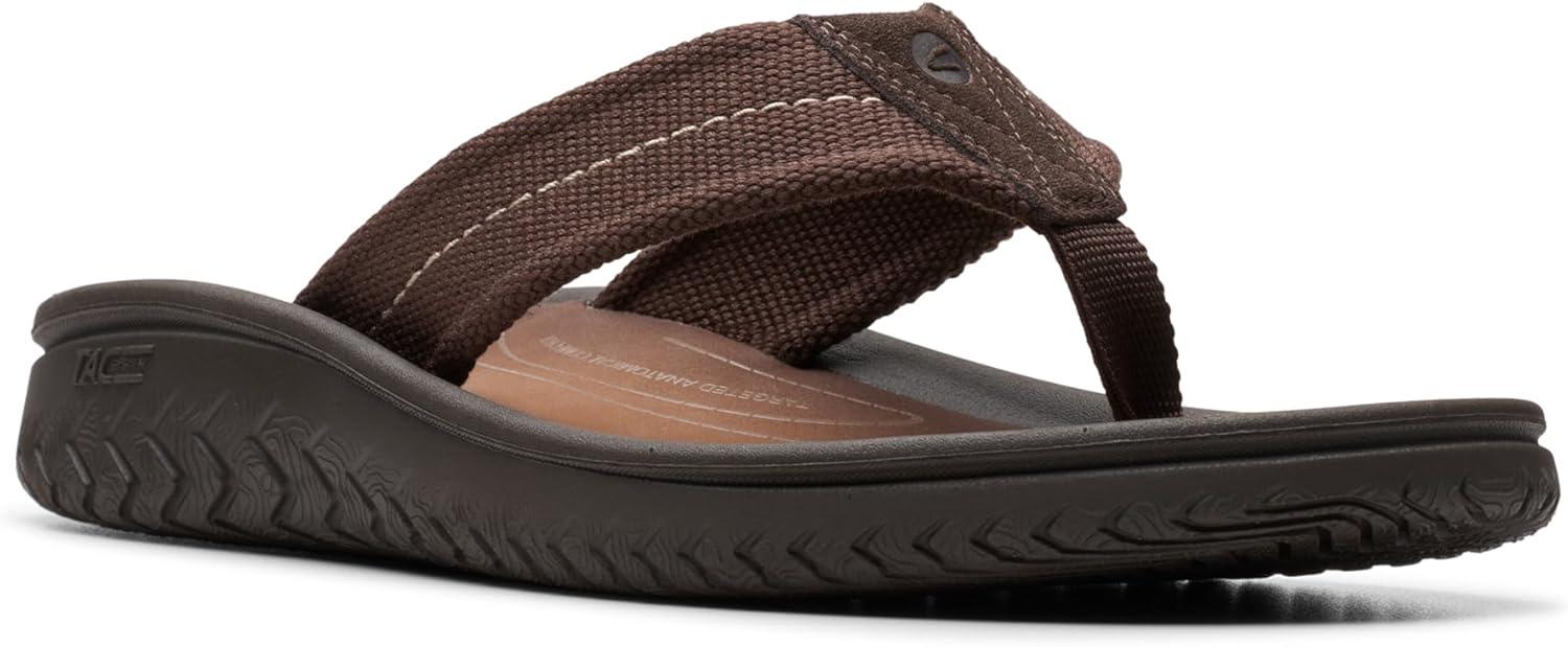 imageClarks Mens Wesley Post FlipFlopDark Brown Textile