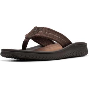 Clarks Men’s Wesley Post Flip-Flop(Dark Brown Textile)