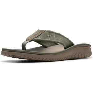 Clarks Men’s Wesley Post Flip-Flop(Olive Textile)