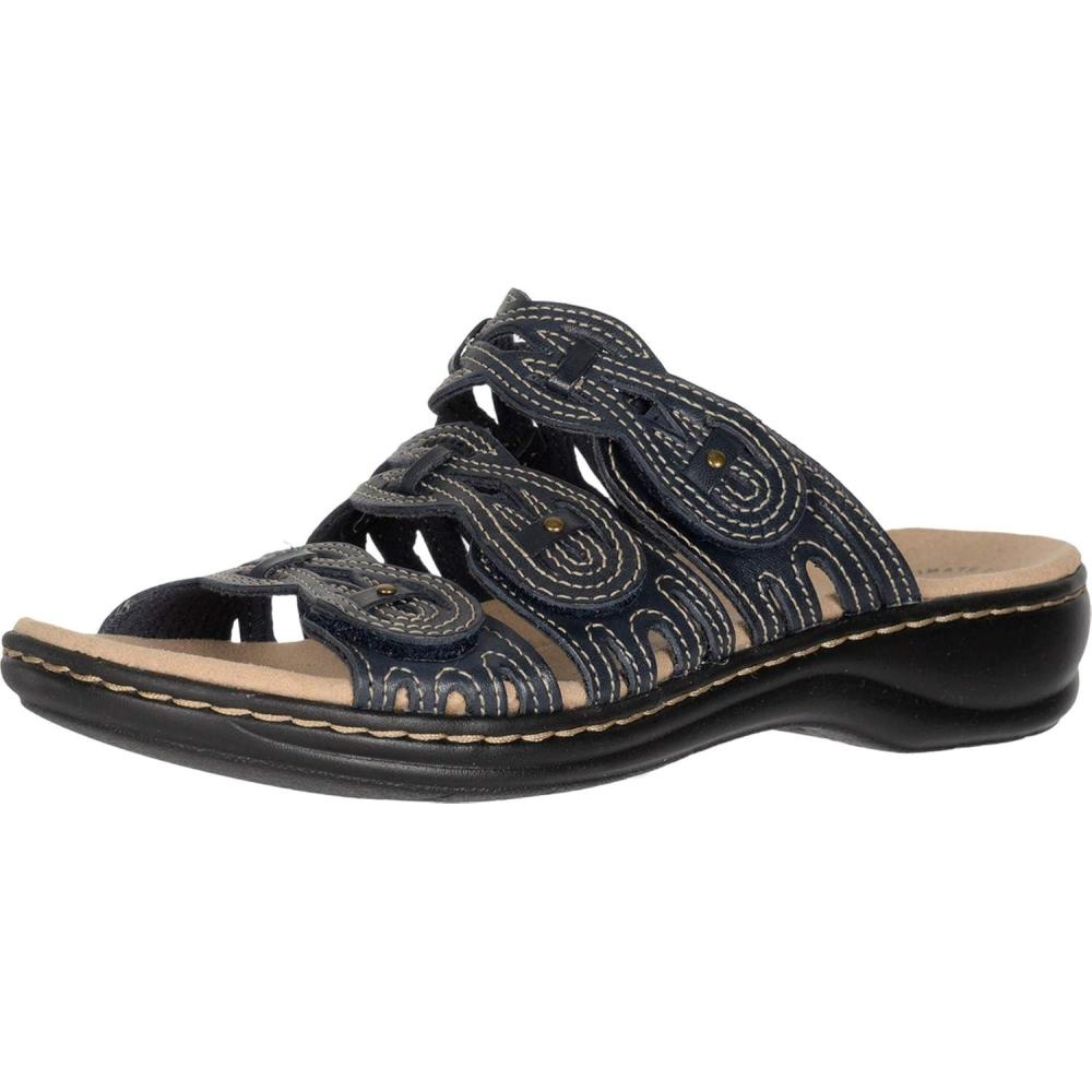 imageClarks Womens Leisa Faye Flat SandalNavy Leather