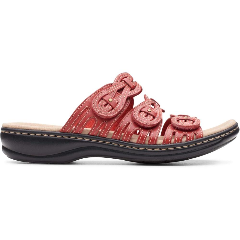 imageClarks Womens Leisa Faye Flat SandalRed Red Leather Red Leather
