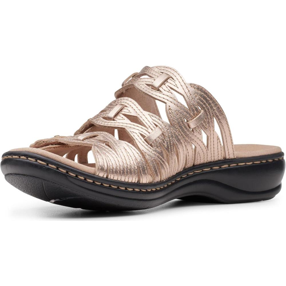 imageClarks Womens Leisa Faye Flat SandalRose Gold Leather