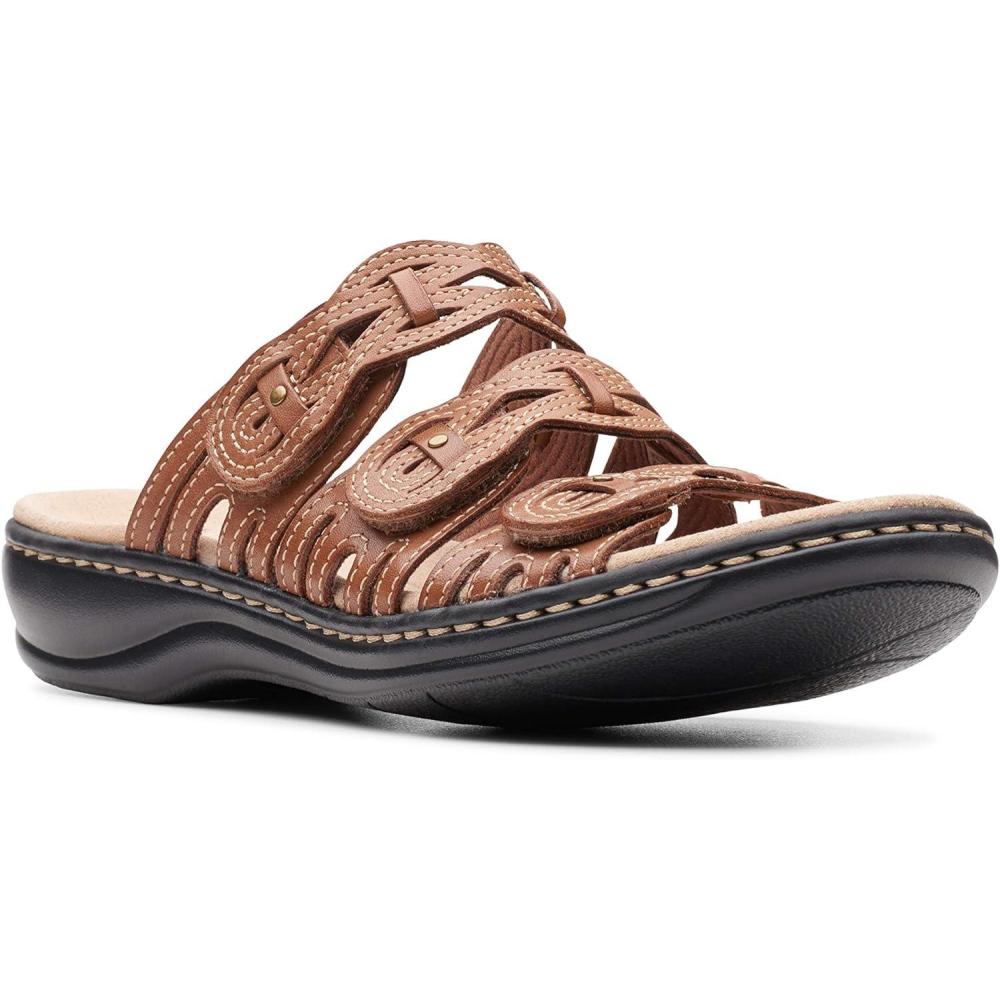 imageClarks Womens Leisa Faye Flat SandalTan Leather