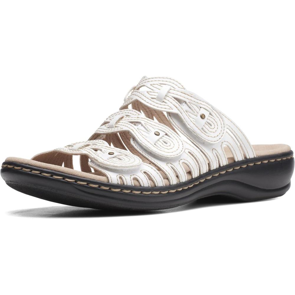 imageClarks Womens Leisa Faye Flat SandalWhite Patent Synthetic