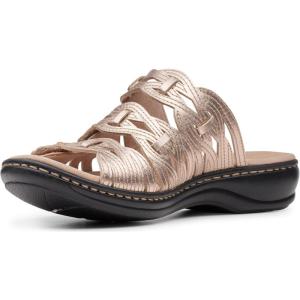 Clarks Women’s Leisa Faye Flat Sandal(Rose Gold Leather)