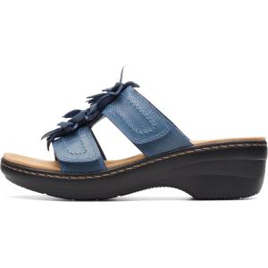 Clarks womens Merliah RaelynSlide Sandal(Blue Leather)
