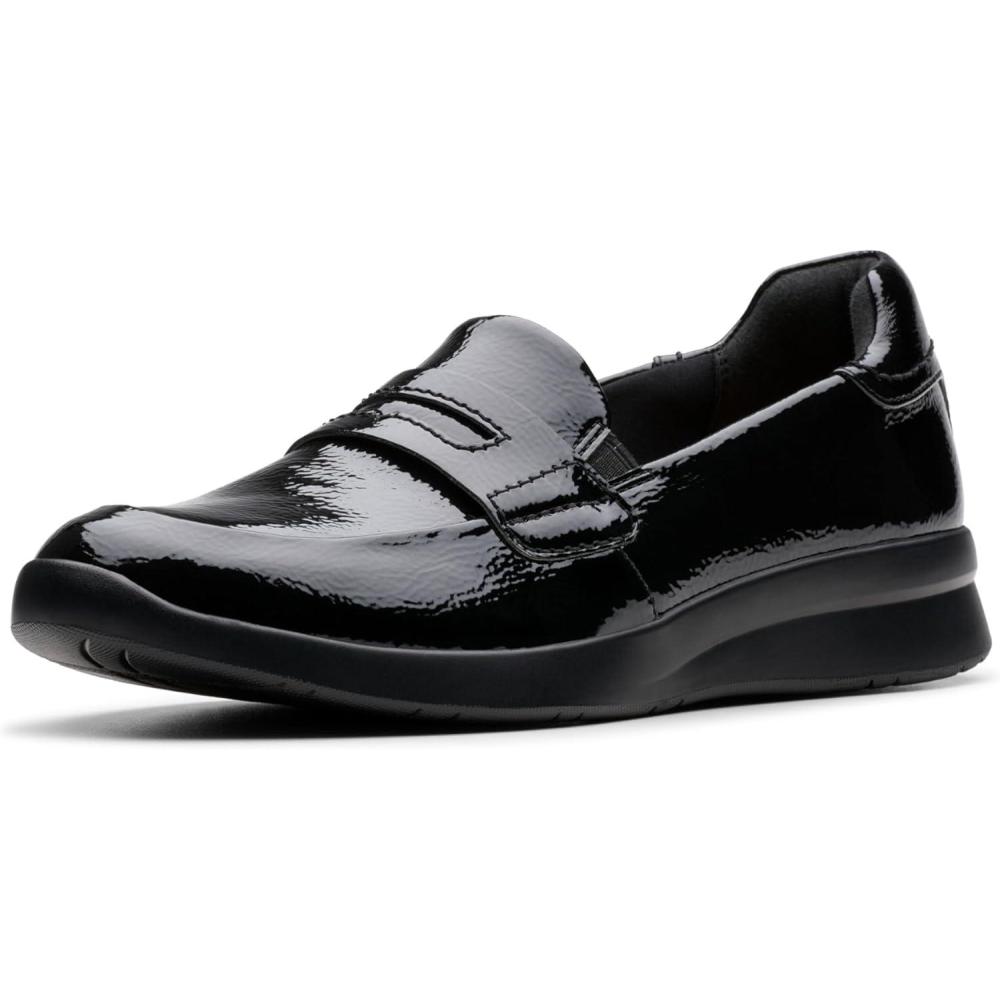 imageClarks Womens Ellowyn PennyBlack Crinkle Patent Synthetic