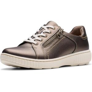 Clarks Women’s Caroline Janna Leather Side Zip Fashion Sneaker(Bronze Leather)