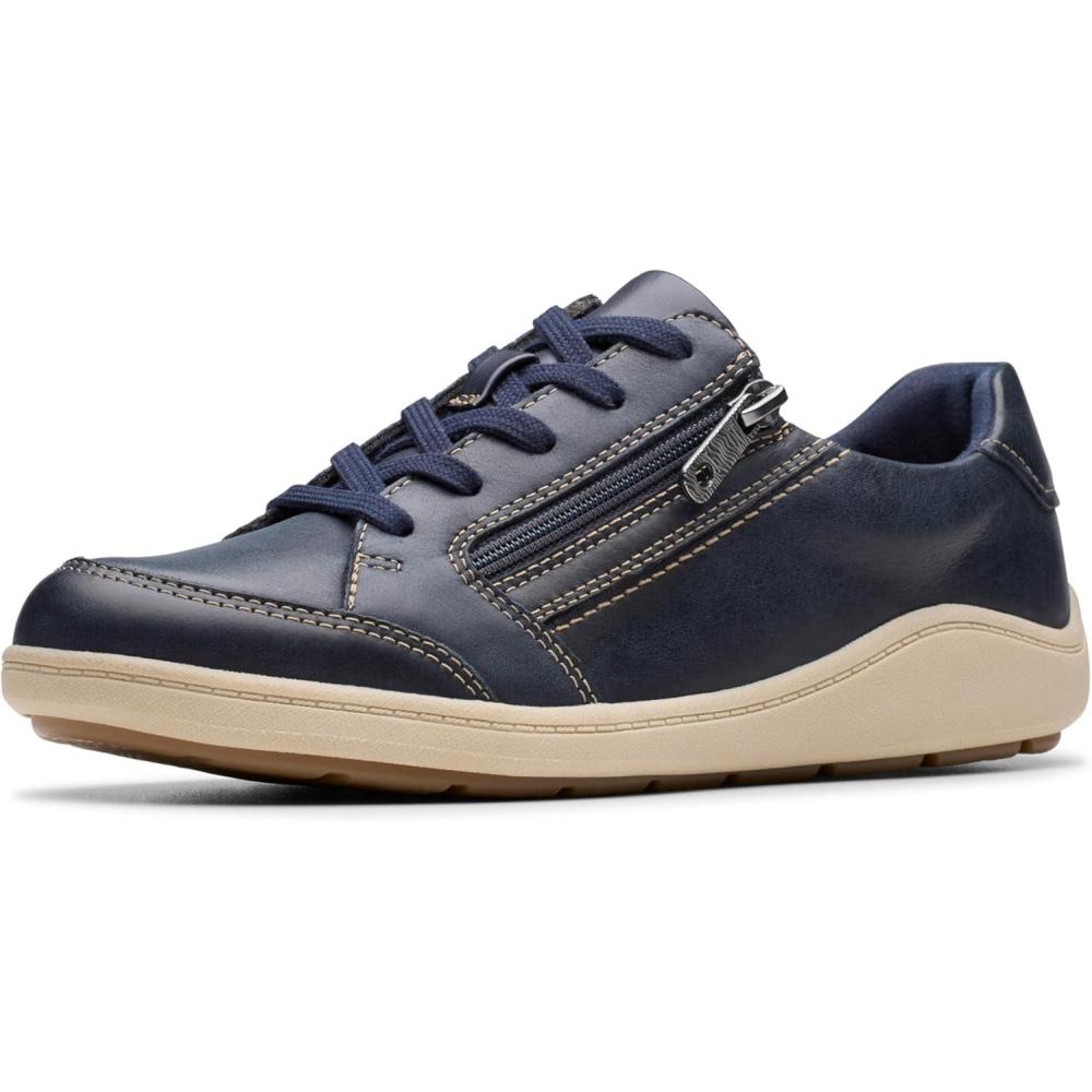 imageClarks Womens Bryianne Bayla SideZip Fashion SneakerNavy Leather