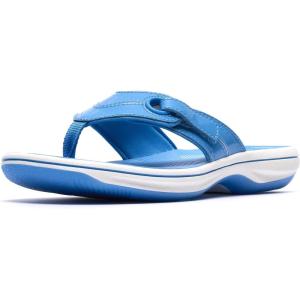Clarks Women’s Breeze Reyna Cloudsteppers Flip-Flop(Bright Blue)