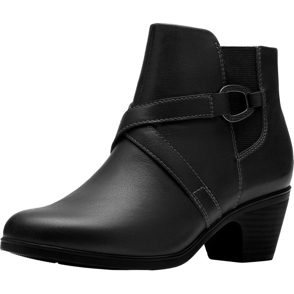 imageClarks Womens Emily2 Henley Leather Ankle Zip BootieBlack Leather