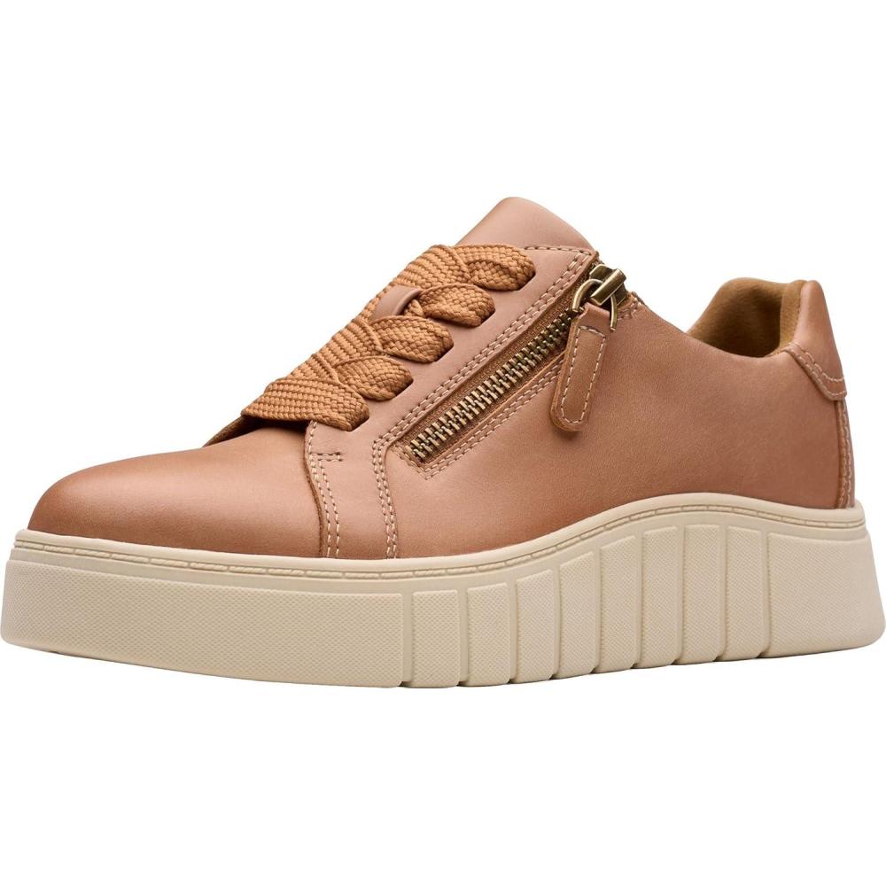 imageClarks Womens Mykah Joy Platform Fashion SneakerTan Leather