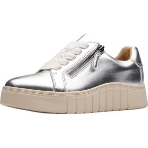 Clarks Women’s Mykah Joy Platform Fashion Sneaker(Silver Leather)