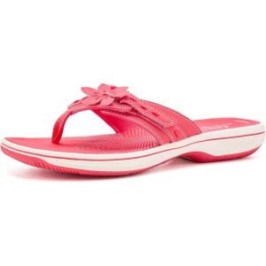 Clarks womens Breeze Opal(Bright Coral Synthetic)