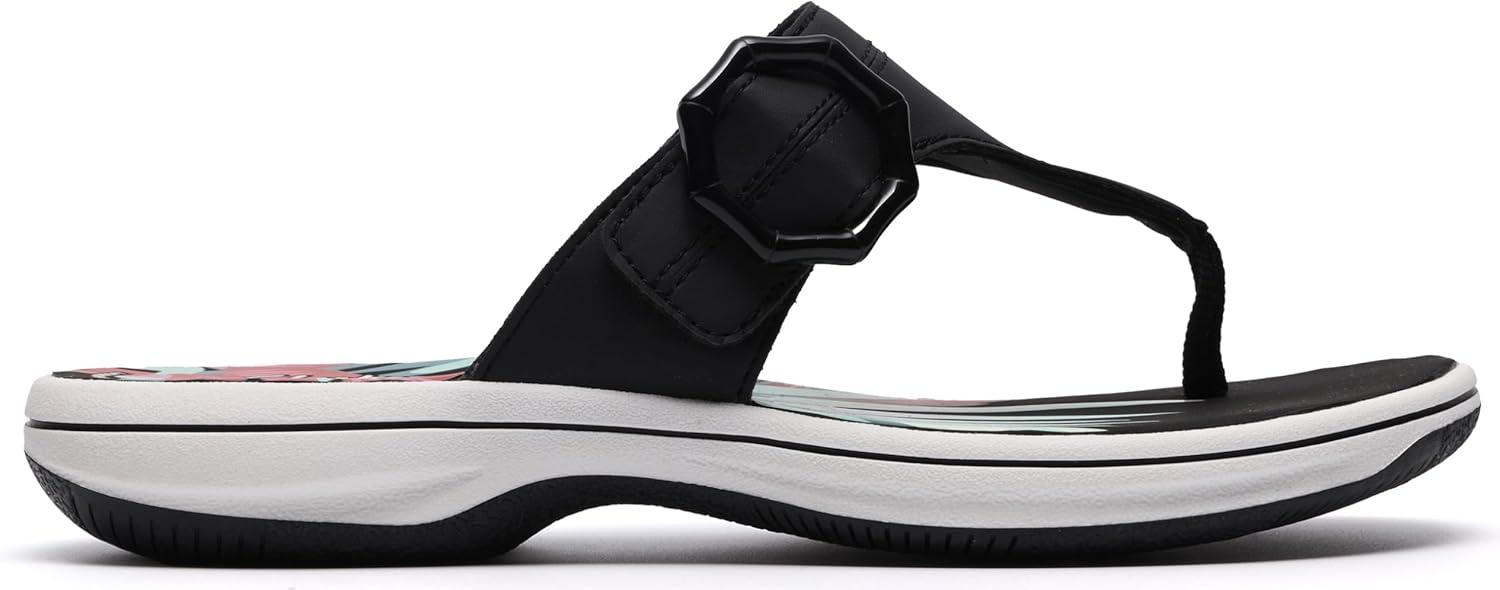 imageClarks Womens Breeze Cove Cloudsteppers FlipFlopBlack Synthetic