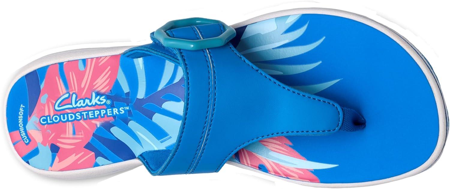 imageClarks Womens Breeze Cove Cloudsteppers FlipFlopBright Blue Synthetic