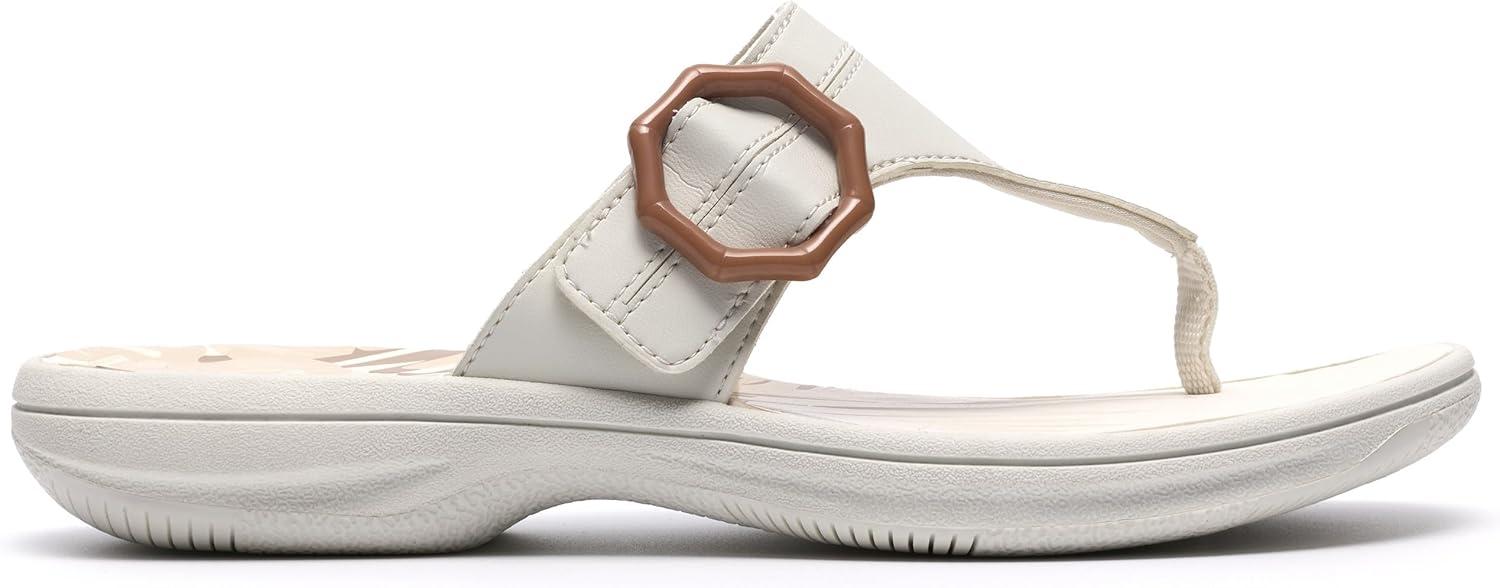 imageClarks Womens Breeze Cove Cloudsteppers FlipFlopOff White Synthetic