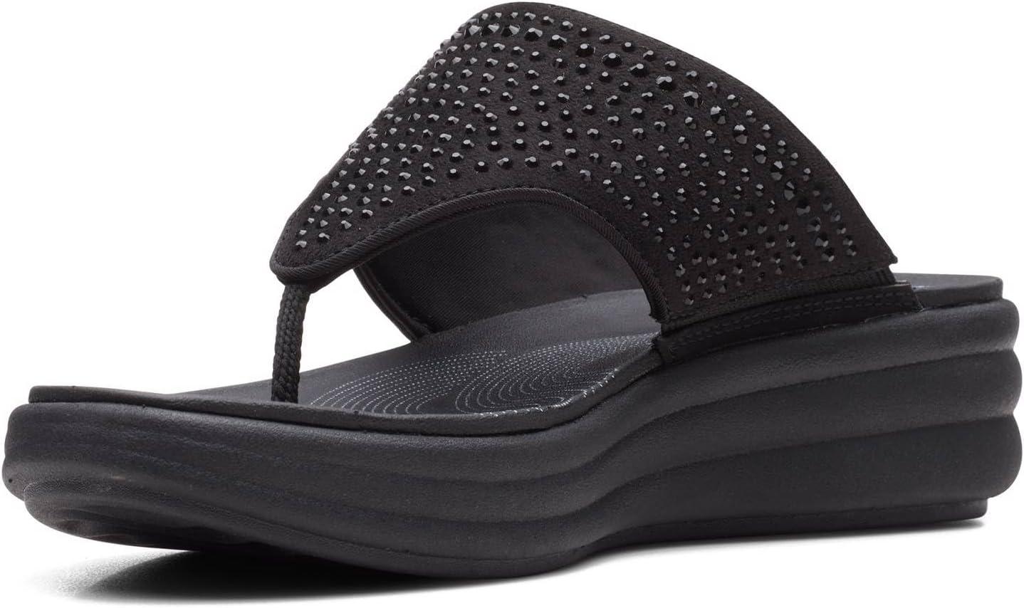 imageClarks Womens Drift Jaunt Wedge SandalBlack Interest Textile