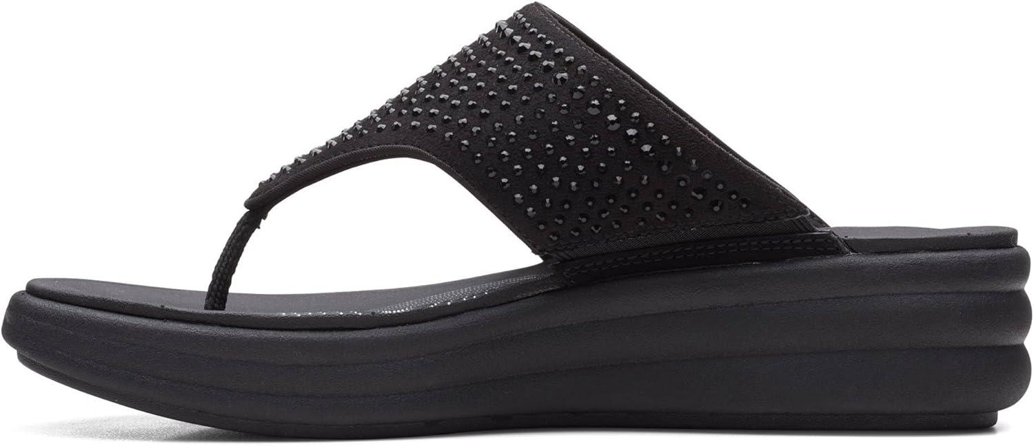 imageClarks Womens Drift Jaunt Wedge SandalBlack Interest Textile
