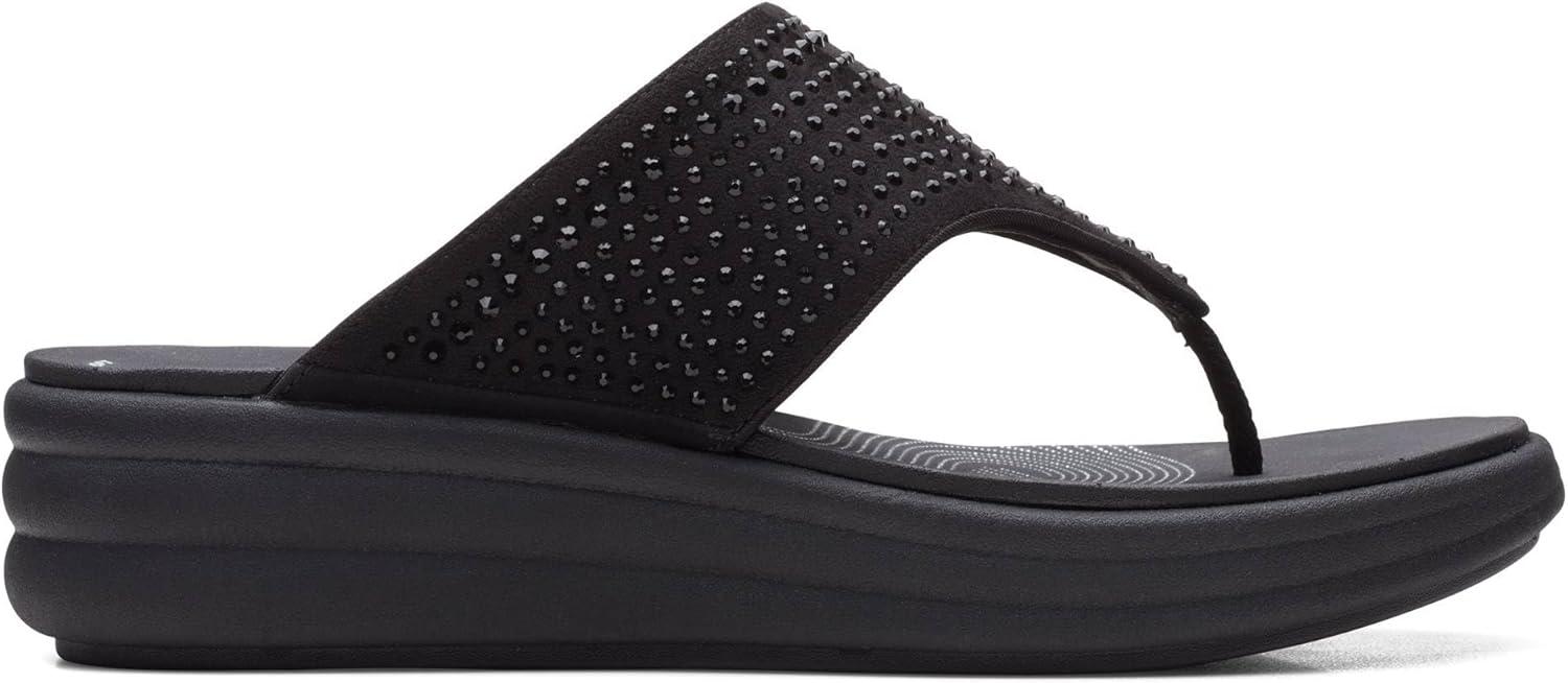 imageClarks Womens Drift Jaunt Wedge SandalBlack Interest Textile