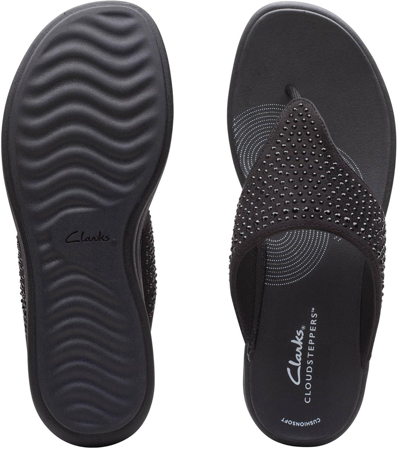 imageClarks Womens Drift Jaunt Wedge SandalBlack Interest Textile