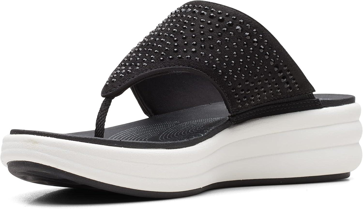 imageClarks Womens Drift Jaunt Wedge SandalBlack Textile