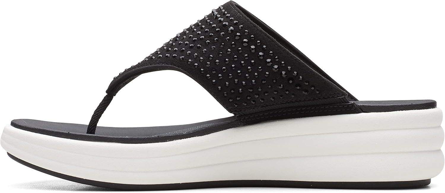 imageClarks Womens Drift Jaunt Wedge SandalBlack Textile