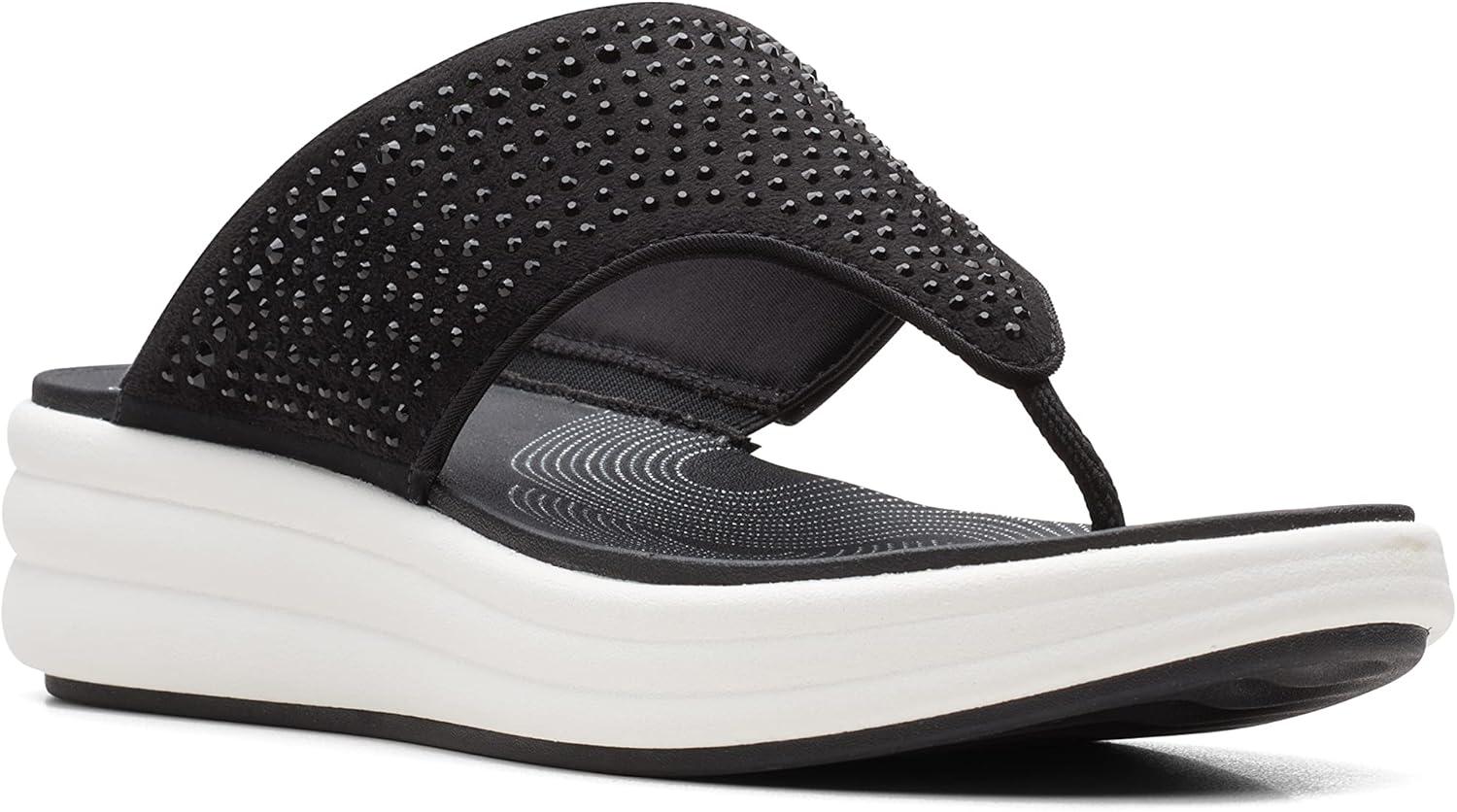imageClarks Womens Drift Jaunt Wedge SandalBlack Textile