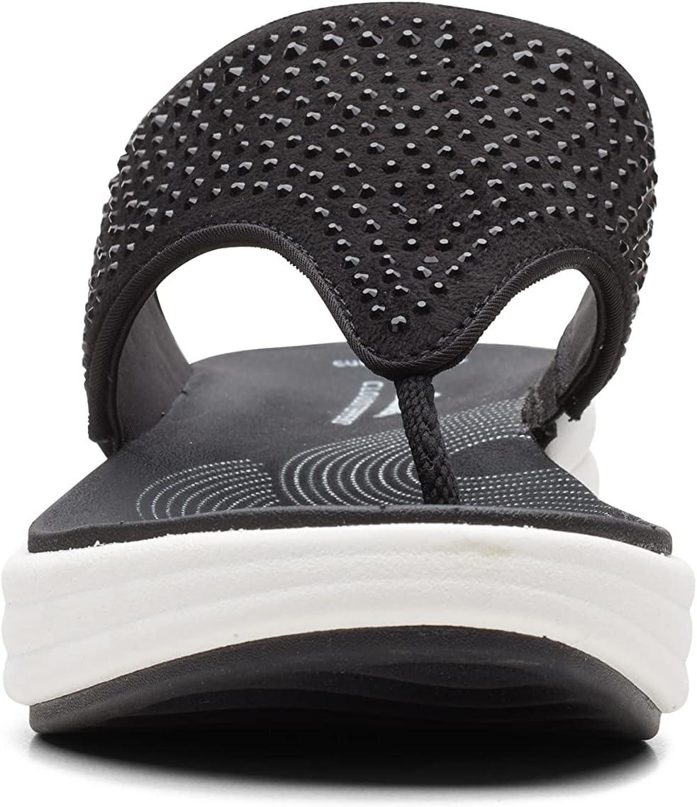 imageClarks Womens Drift Jaunt Wedge SandalBlack Textile