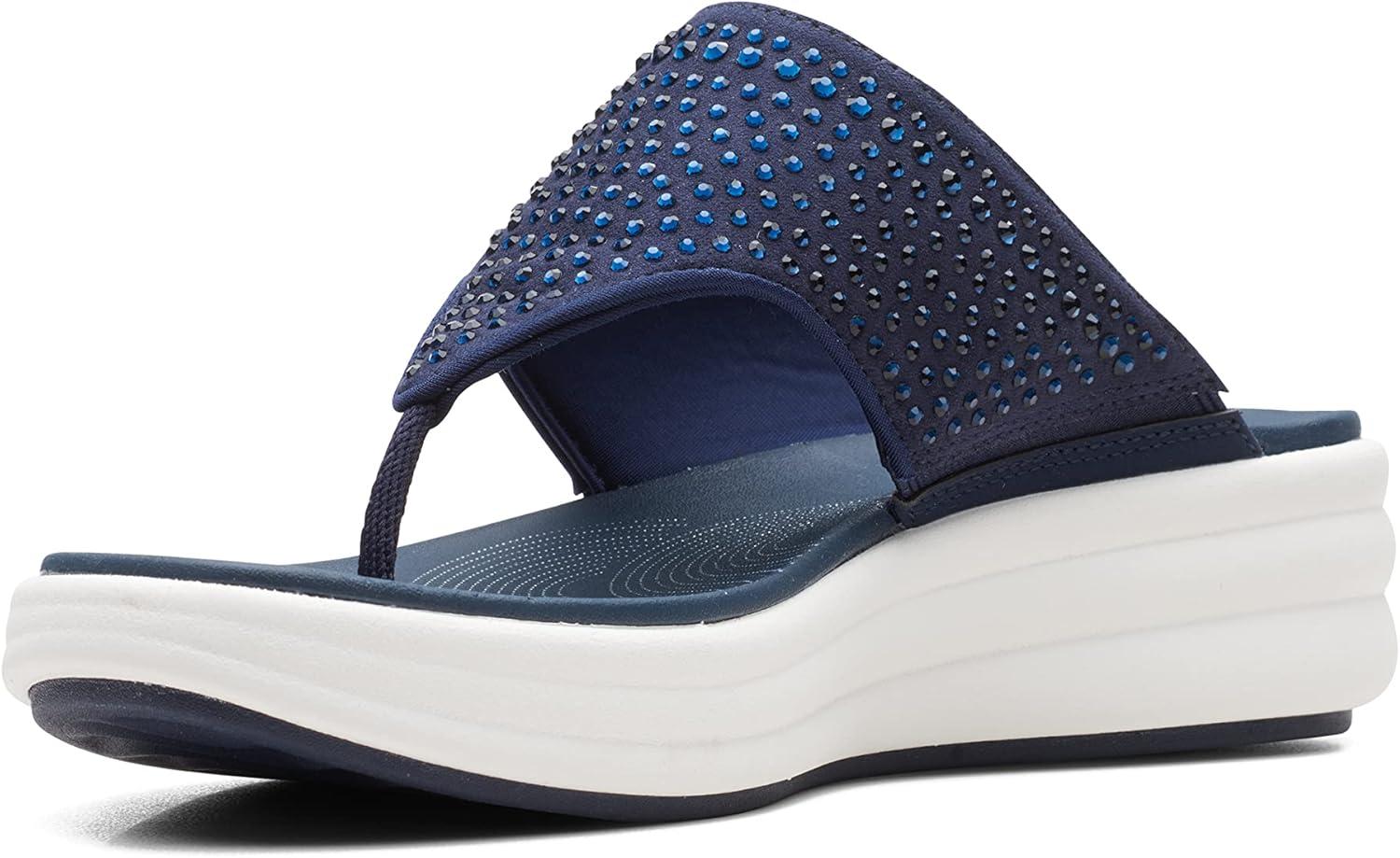 imageClarks Womens Drift Jaunt Wedge SandalNavy Textile