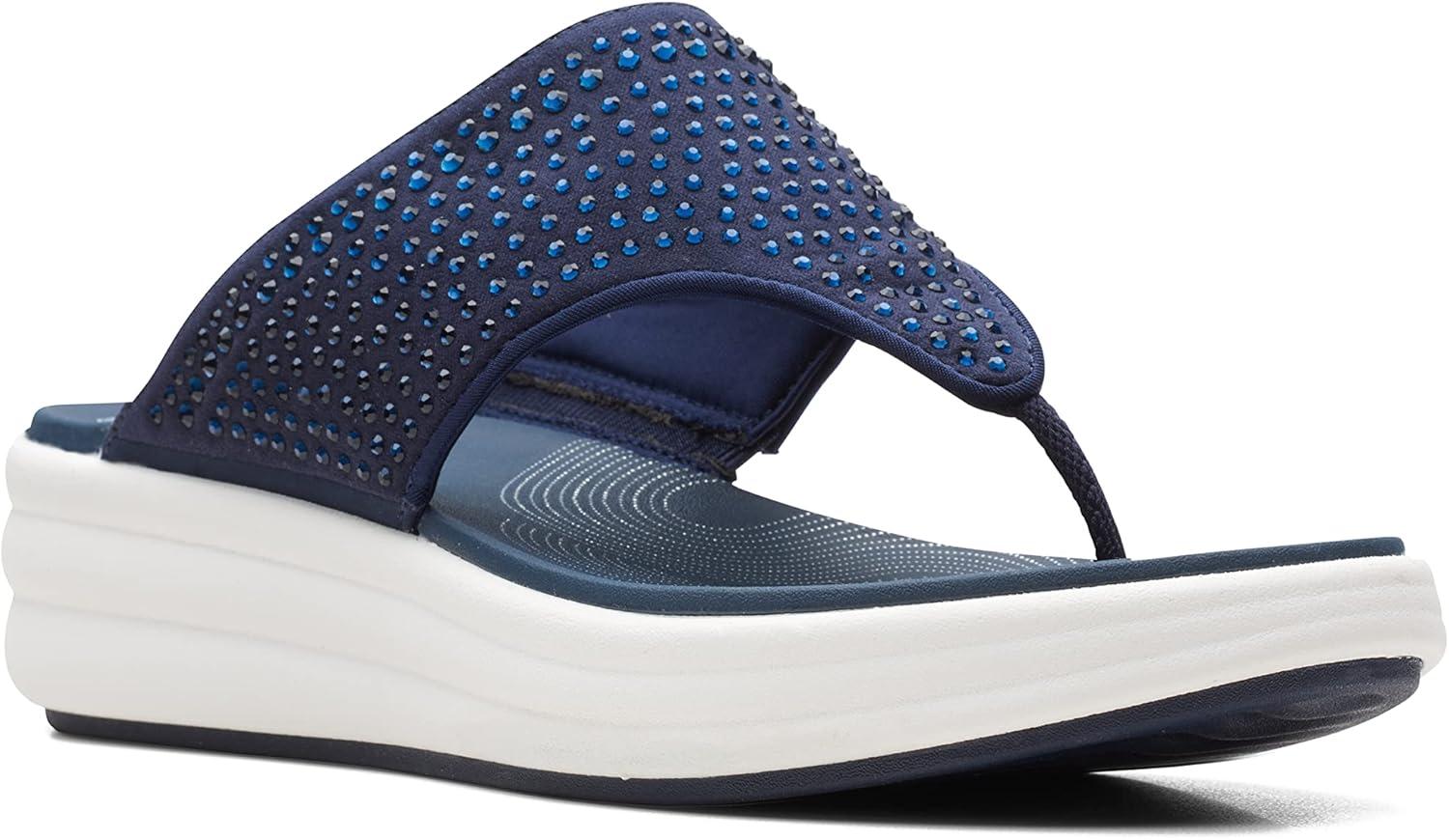 imageClarks Womens Drift Jaunt Wedge SandalNavy Textile