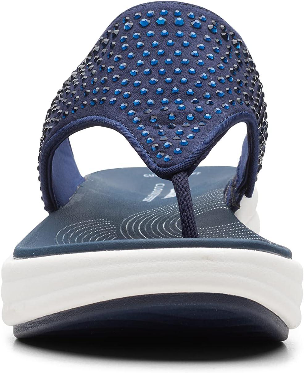 imageClarks Womens Drift Jaunt Wedge SandalNavy Textile