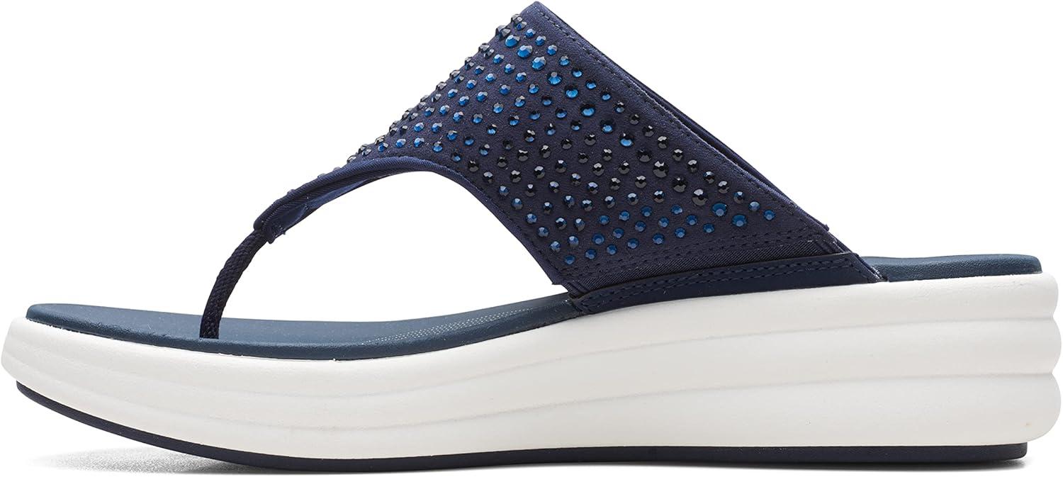 imageClarks Womens Drift Jaunt Wedge SandalNavy Textile