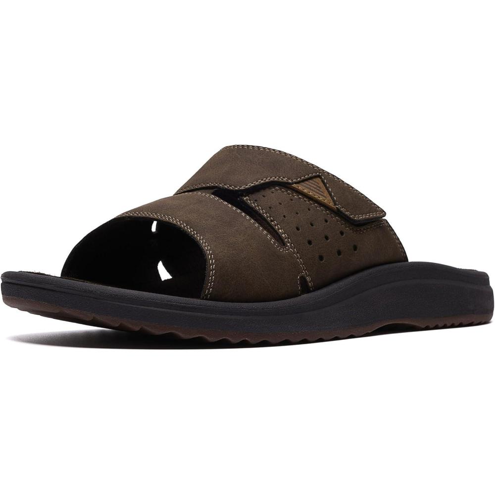 imageClarks Mens Breeze Slide SandalDark Brown Synthetic