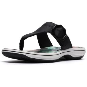 Clarks Women’s Breeze Cove Cloudsteppers Flip-Flop(Black Synthetic)