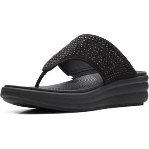 Clarks Women’s Drift Jaunt Wedge Sandal(Black Interest Textile)