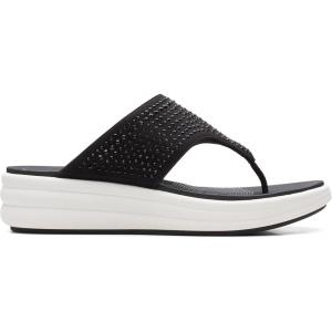 Clarks Women’s Drift Jaunt Wedge Sandal(Black Textile)