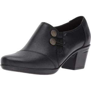 Clarks Women’s Emslie Warren Zipper Ankle Boot(Black Leather)