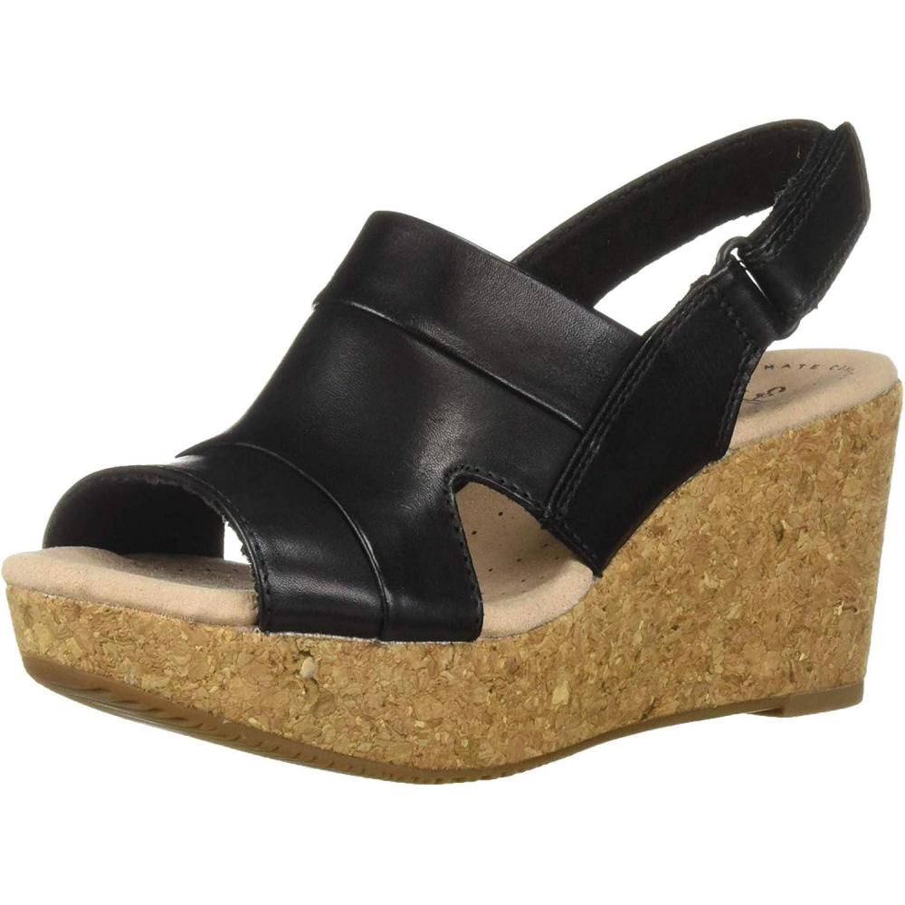 imageClarks womens Annadel IvoryWedge SandalBlack Leather